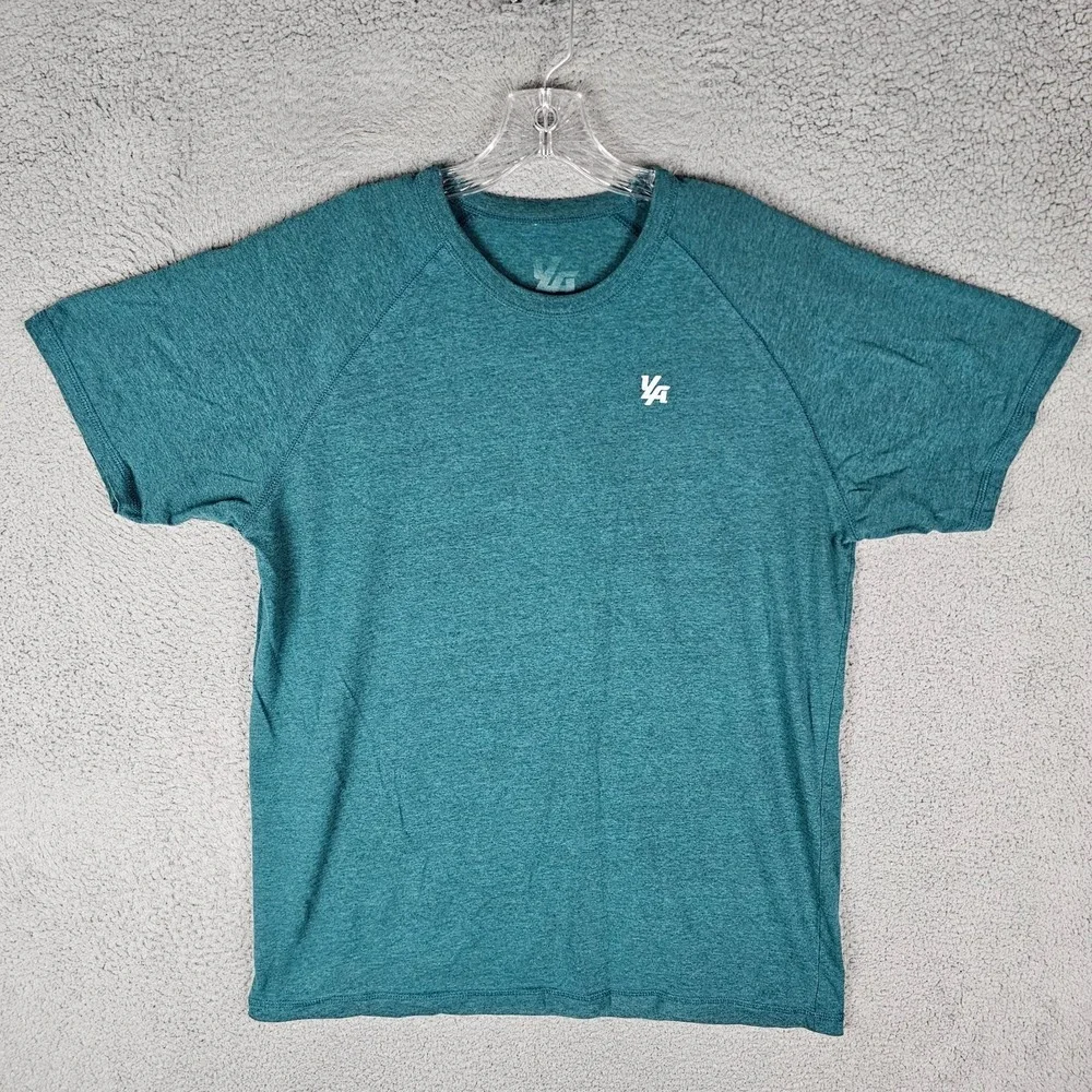 YoungLA Workout Tee Shirt Mens Large Jade Heather Short Sleeve Crew Neck MC1083